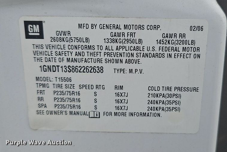 image for item EJ5576 2006 Chevrolet  Trail Blazer LS SUV