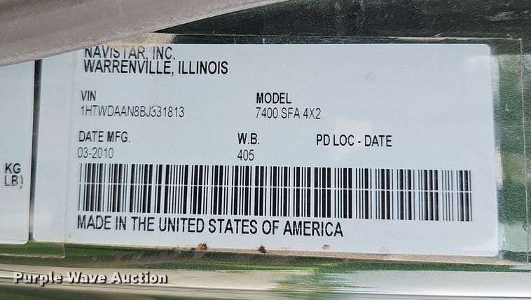 image for item EJ5578 2011 International  WorkStar 7400 dump truck