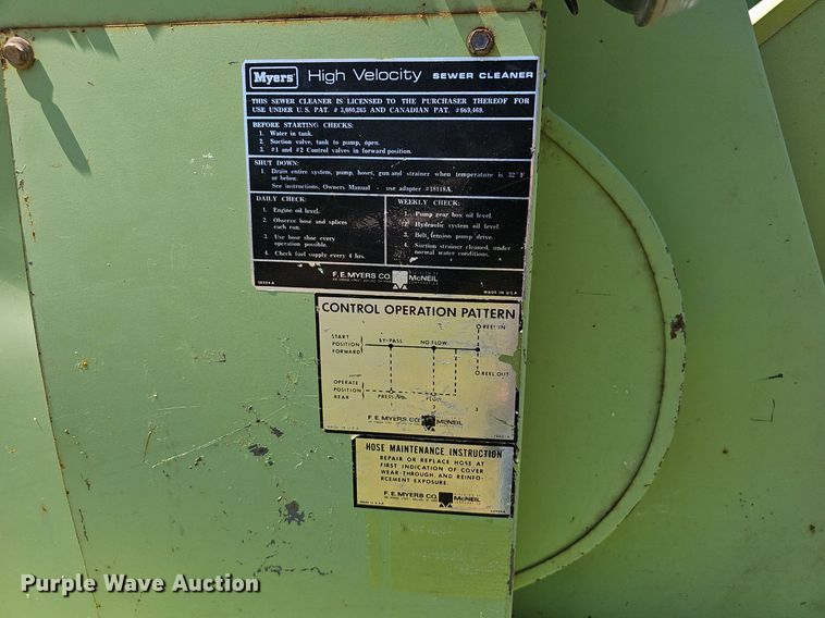 image for item EJ5628 1977 Myers sewer jetter trailer