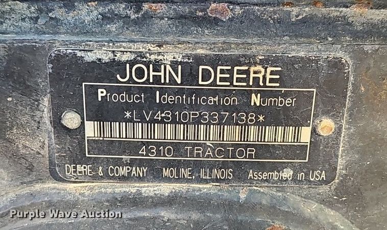 image for item EJ5642 2004 John Deere  4310 MFWD tractor