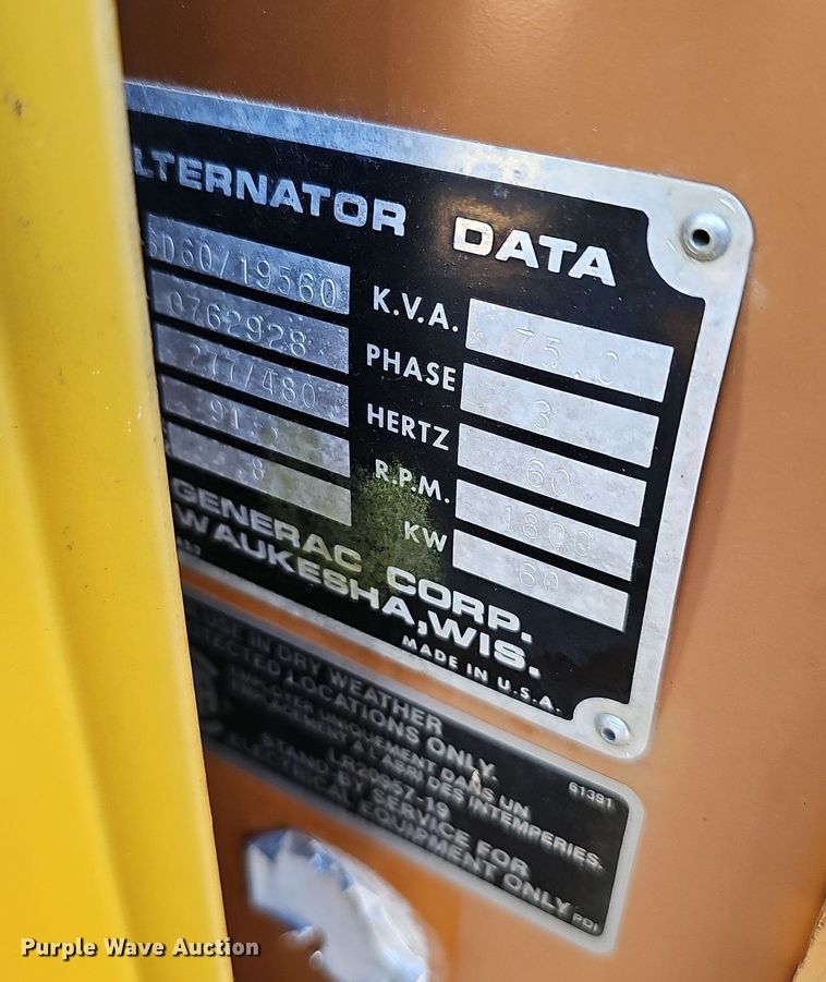 image for item EJ5651 Generac  SD60/19560 generator