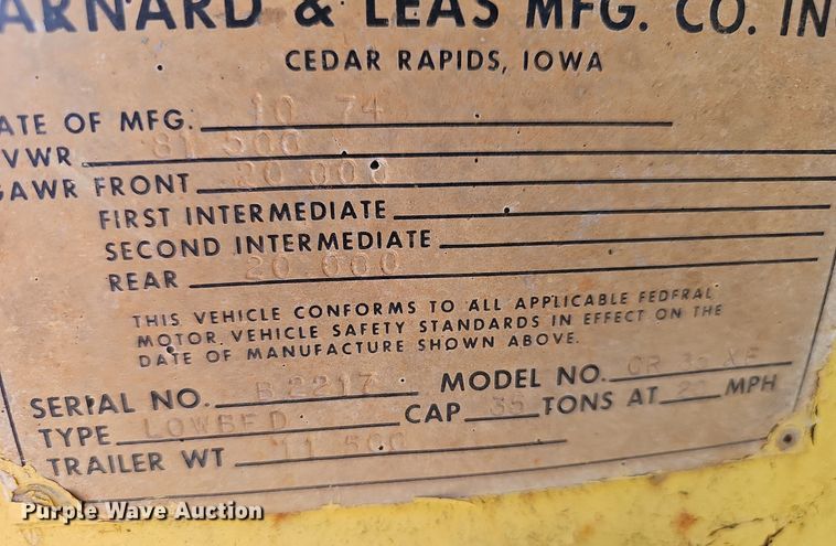 image for item EJ5664 1975 Transport Trailers  CR36XF equipment trailer