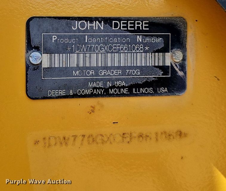 image for item EJ5670 2014 John Deere  770G motor grader