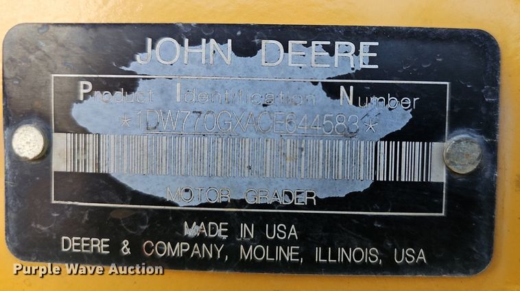 image for item EJ5671 2012 John Deere 770G motor grader