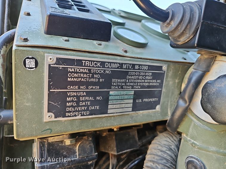 image for item EJ5712 1994 Stewart & Stevenson MTV M-1090 dump truck