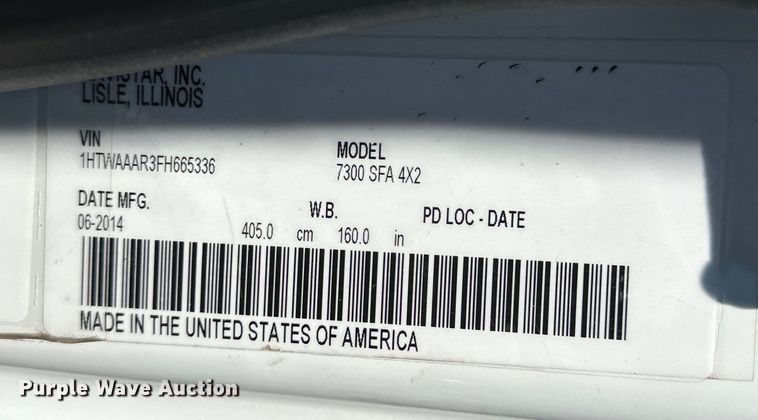 image for item EJ6868 2015 International  7300 dump truck