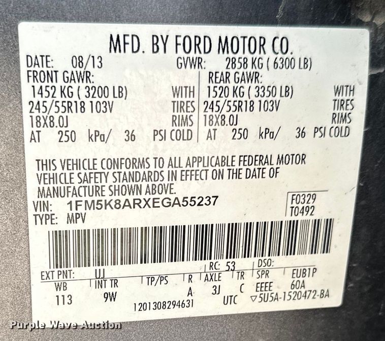 image for item EJ6879 2014 Ford Explorer Police Interceptor  SUV