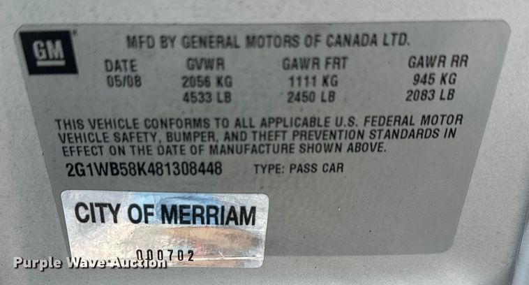 image for item EJ6880 2008 Chevrolet  Impala LS 