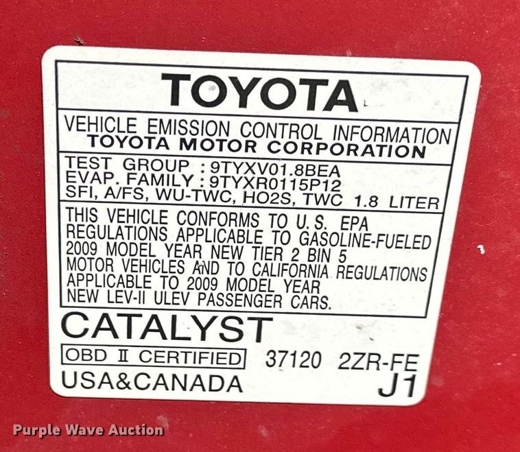 image for item EJ6882 2009 Toyota  Corolla 