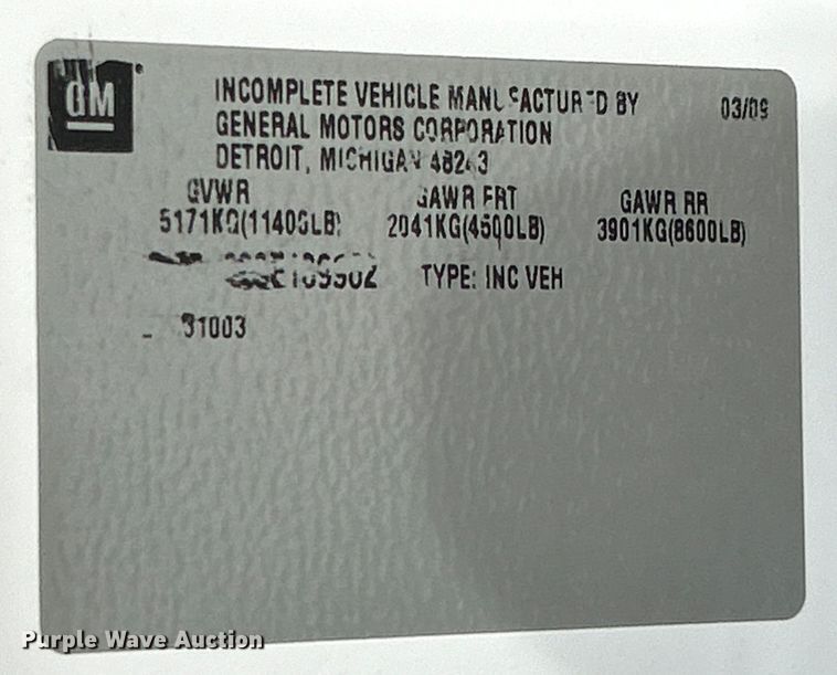 image for item EK4750 2009 Chevrolet  Silverado 3500HD truck cab and chassis