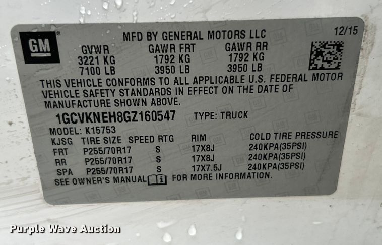 image for item EK4752 2016 Chevrolet  Silverado 1500 Double Cab pickup truck