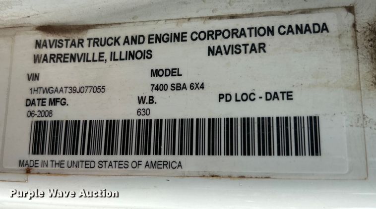 image for item EK4758 2009 International  Workstar 7400 SBA sewer jetter truck