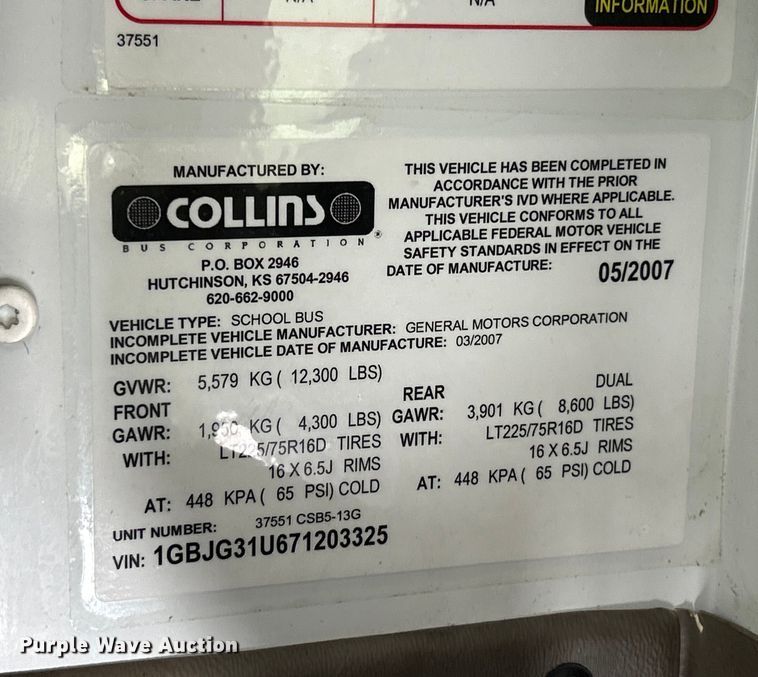 image for item EK4786 2007 Chevrolet  Express school bus