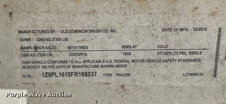 image for item EK4805 2015 Old Dominion Brush LCT6000 leaf vacuum