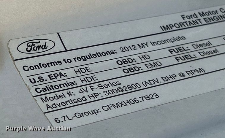 image for item EK4815 2012 Ford  F550 Super Duty XL  truck cab and chassis