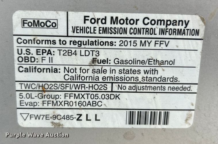 image for item EK4837 2015 Ford F150 XL SuperCab pickup truck