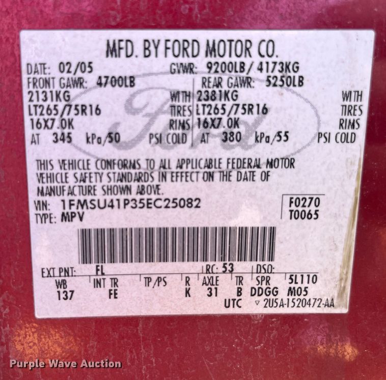 image for item EK8643 2005 Ford Excursion SUV