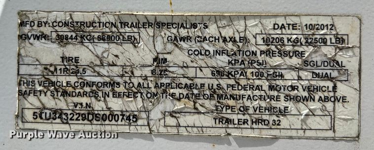 image for item LU9953 2013 CTS HRD 32 end dump trailer