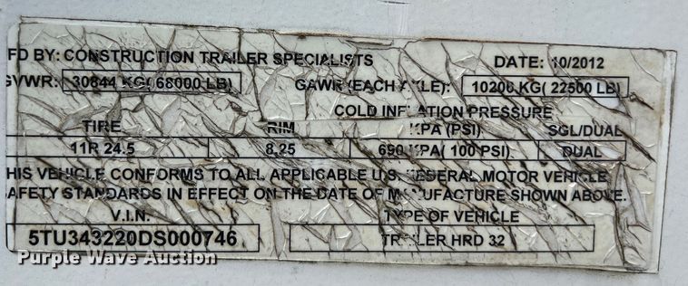 image for item LU9954 2013 CTS HRD 32 end dump trailer