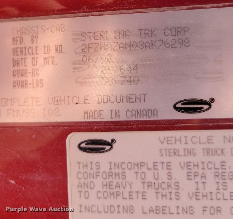 image for item MO9200 2003 Sterling LT9500 dump truck