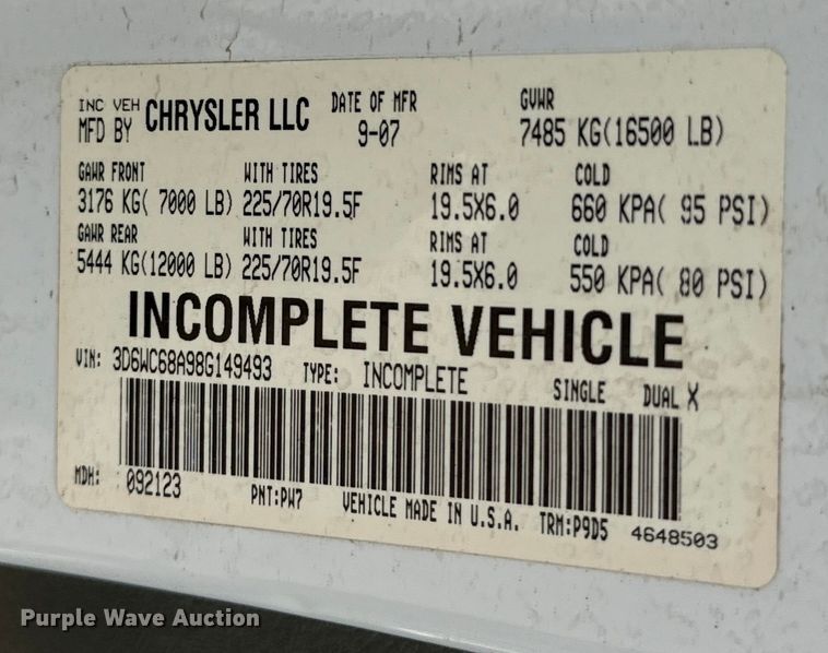 image for item MU9798 2008 Dodge Ram 4500HD flatbed truck