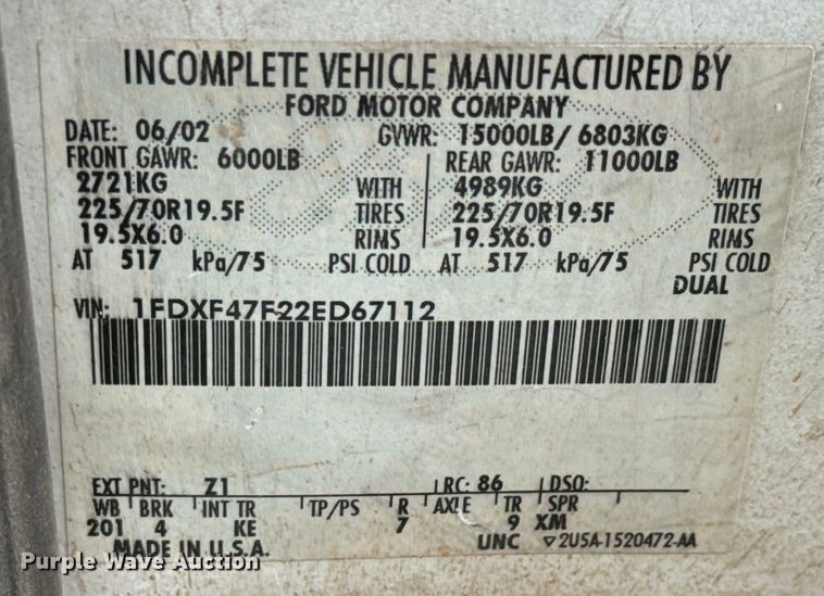 image for item NL9918 2002 Ford F450 Super Duty XL brush fire truck