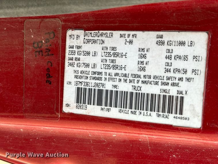 image for item NL9919 2001 Dodge Ram 3500 Quad Cab brush fire truck