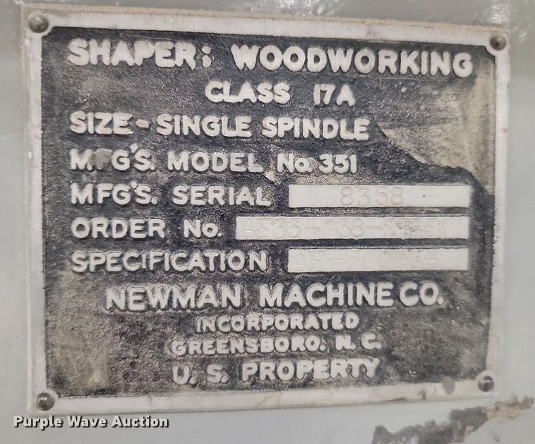 image for item OD9529 Newman 351 shaper