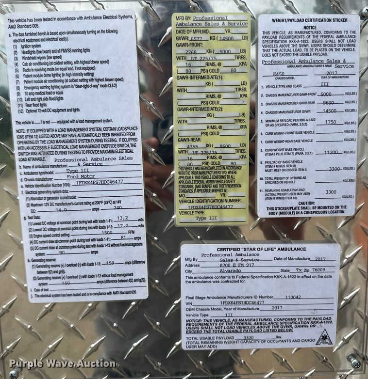 image for item OL9593 2017 Ford E450 ambulance
