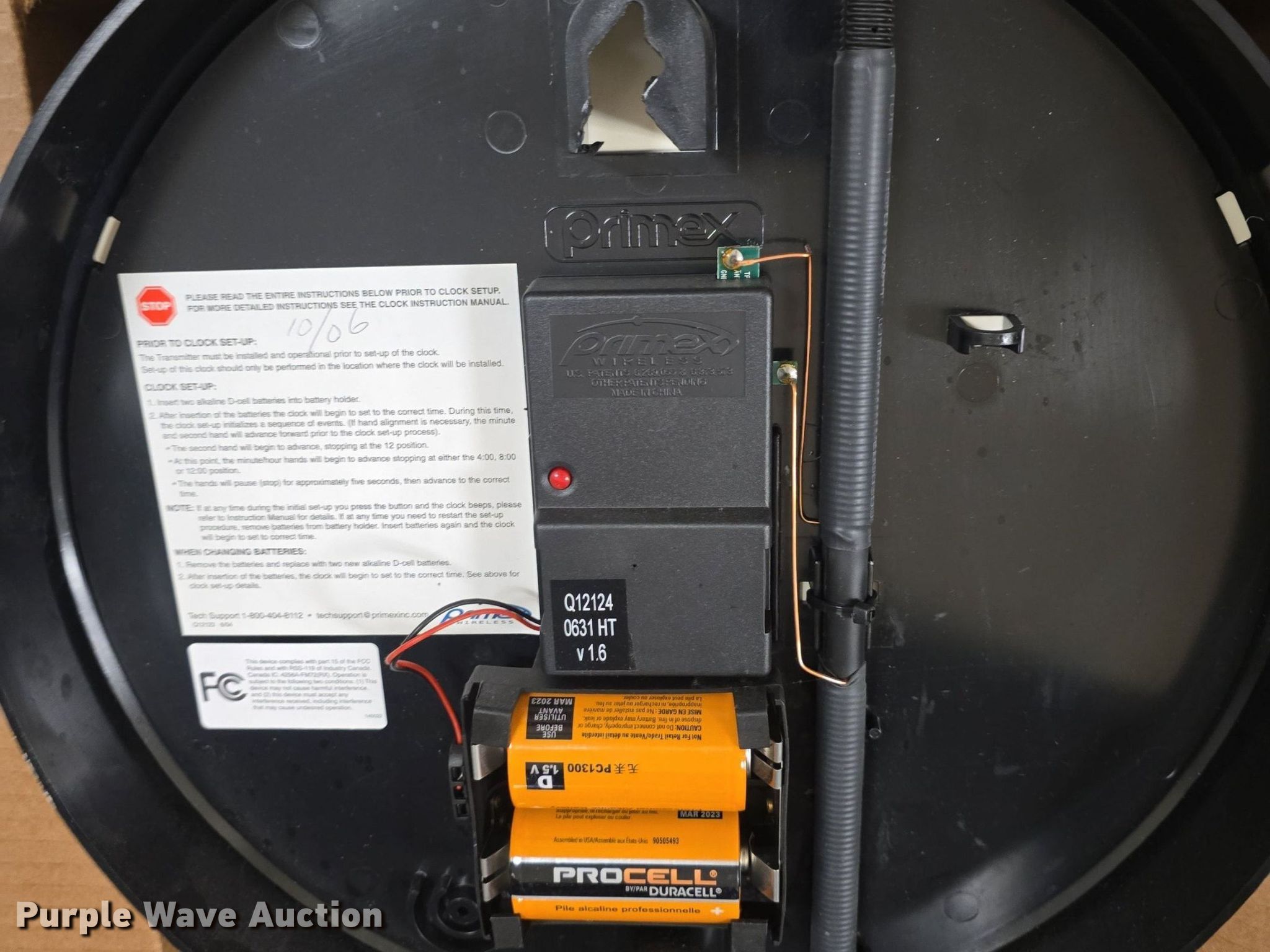 (7) Primex wall clocks in Emporia, KS Item EK6000 for sale Purple Wave