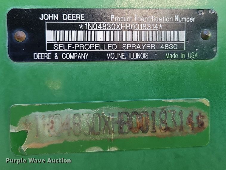 image for item DP6456 2012 John Deere 4830 sprayer