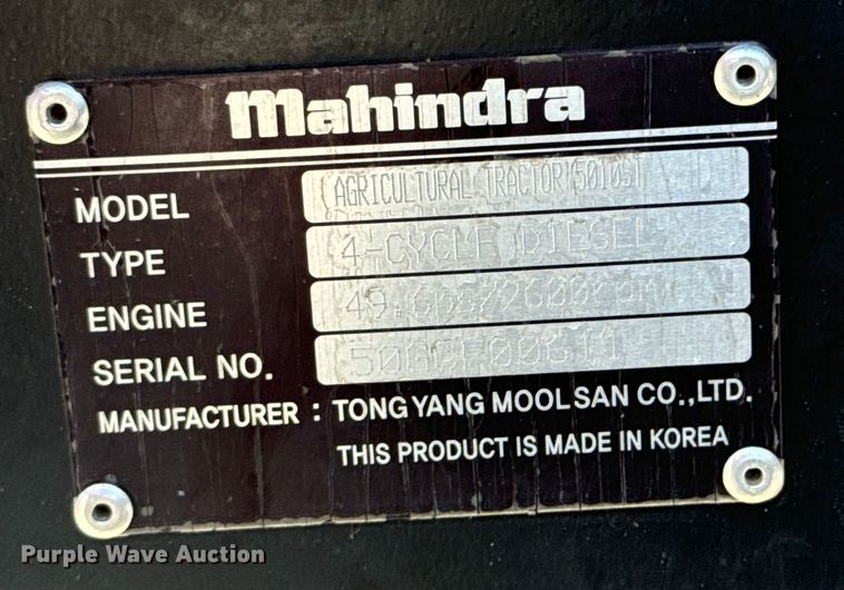 image for item DX0734 2012 Mahindra 5010 tractor