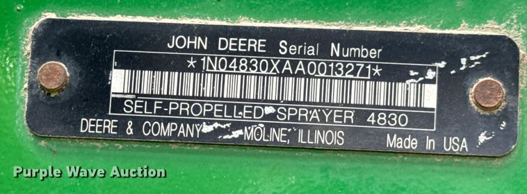 image for item DX0772 2009 John Deere 4830 sprayer