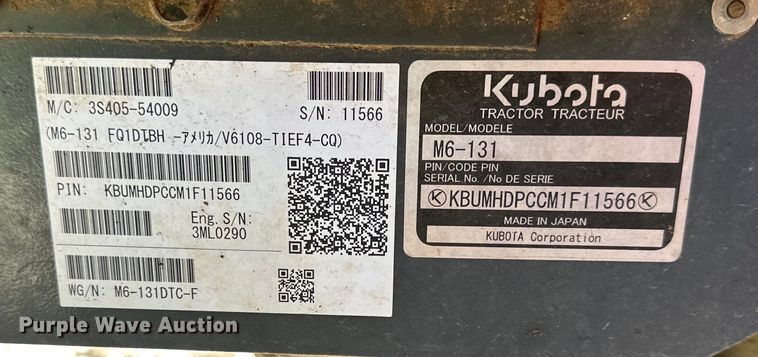 image for item EJ6862 2021 Kubota  M6-131 MFWD tractor