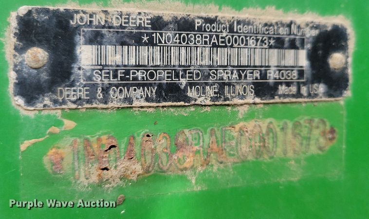 image for item KB9037 2014 John Deere R4038 spreader