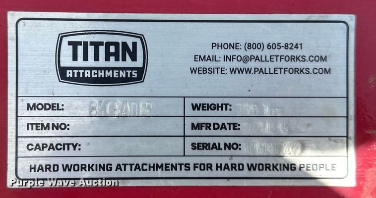 image for item NT9377 Titan  84GRADER skid steer land leveler 