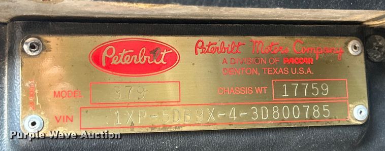 image for item DK6645 2003 Peterbilt 379 semi truck