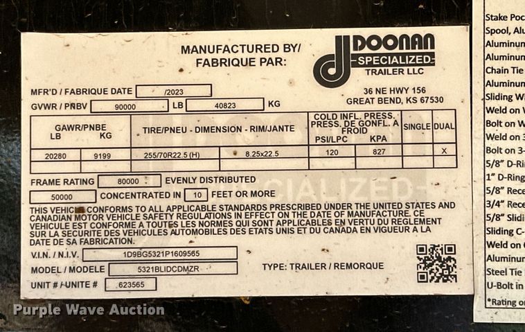 image for item DK6668 2023 Doonan 5321BLIDCDMZR flatbed trailer