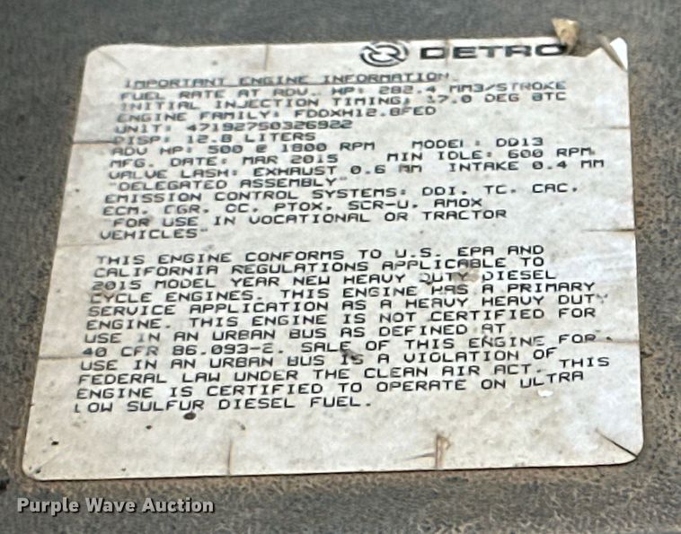 image for item DK6670 2016 Freightliner Cascadia semi truck