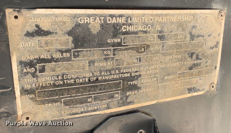 image for item DM7890 2004 Great Dane drop deck trailer