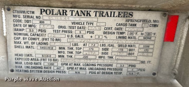image for item DQ6798 2004 Polar tank trailer