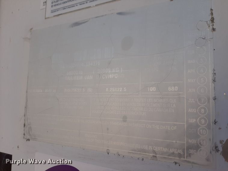 image for item DQ7089 2004 Wabash dry van trailer