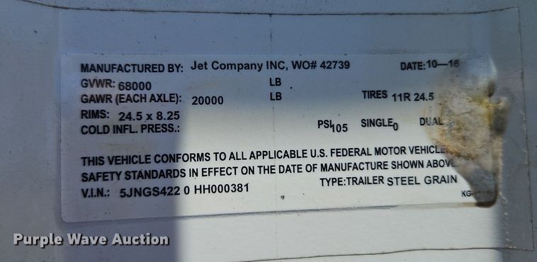 image for item DR8640 2017 Jet bottom dump trailer