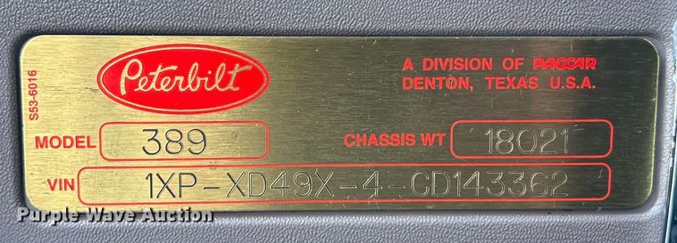 image for item DS3112 2012 Peterbilt 389 semi truck