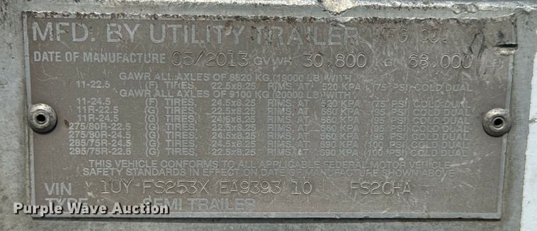 image for item DX0682 2014 Utility flatbed trailer