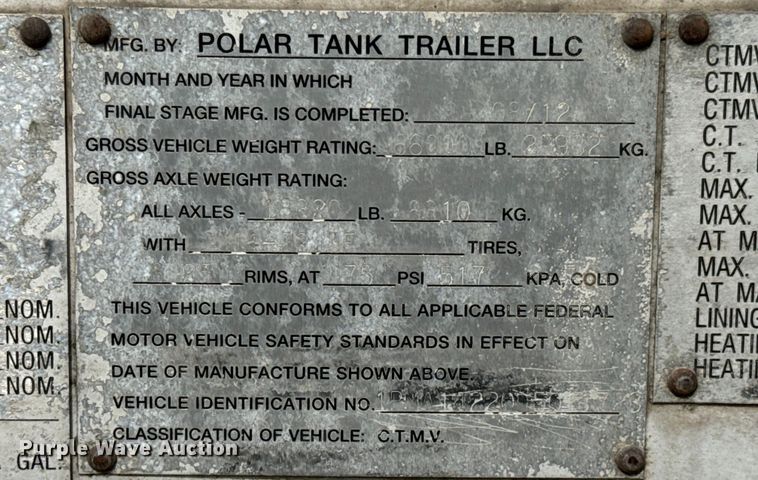 image for item DX0796 2013 Polar tank trailer
