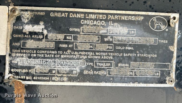 image for item EG1474 2003 Great Dane GPS248 flatbed trailer