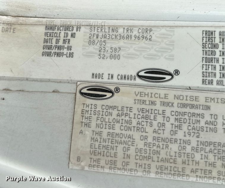 image for item EH3999 2006 Sterling AT9 semi truck