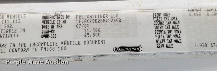 image for item EI3802 2006 Freightliner  Business Class M2 truck cab and chassis