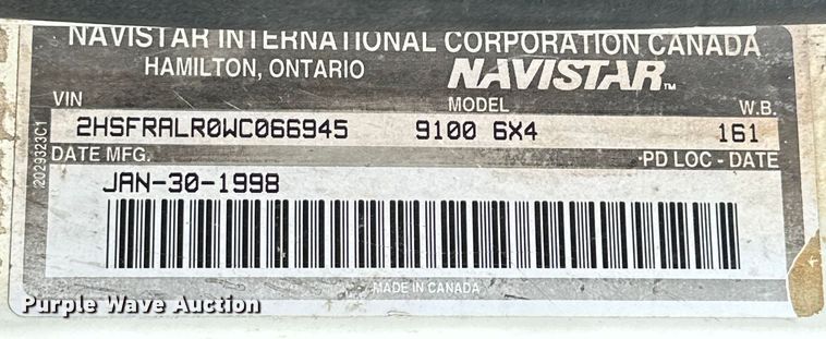 image for item EJ4365 1998 International  9100 flatbed truck